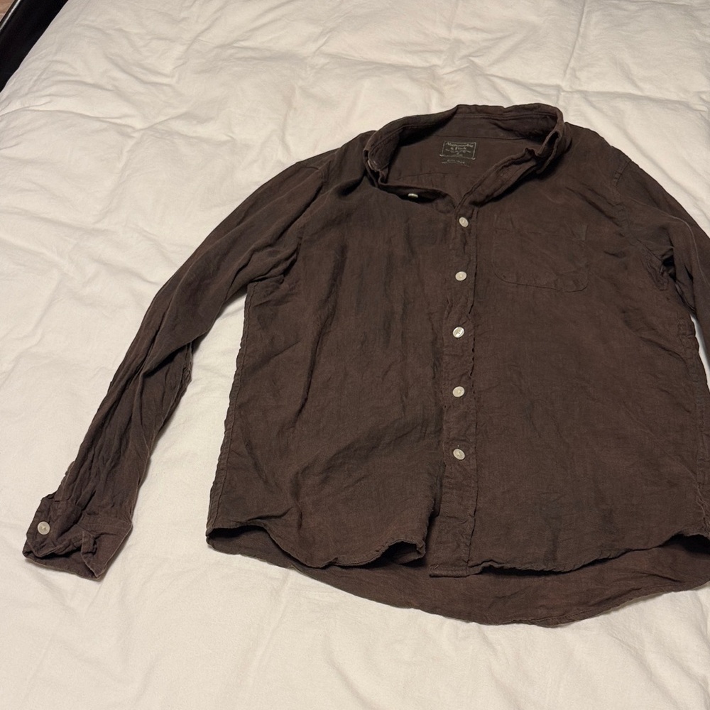 Abercrombie & Fitch Dark Brown Casual Button Down Shirt